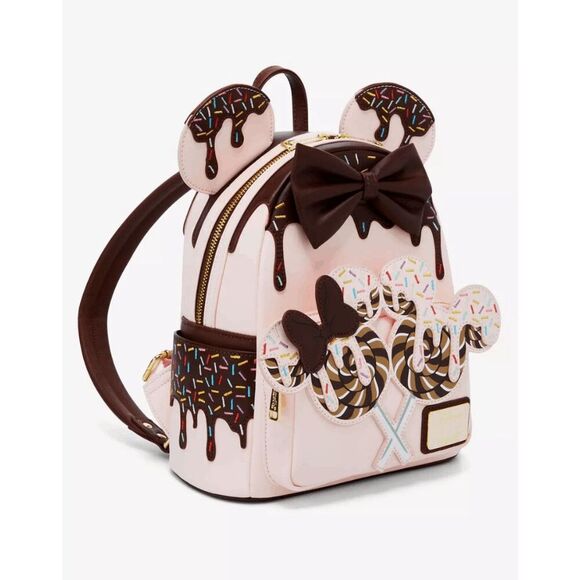 Loungefly Disney Minnie Mouse Chocolate Sprinkle Lollipop Ears Mini Bakpack